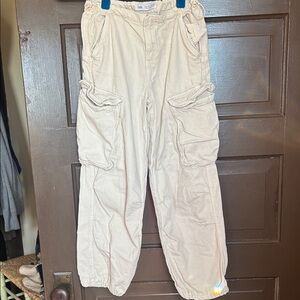 Zara Cream Utility Pants; size 9